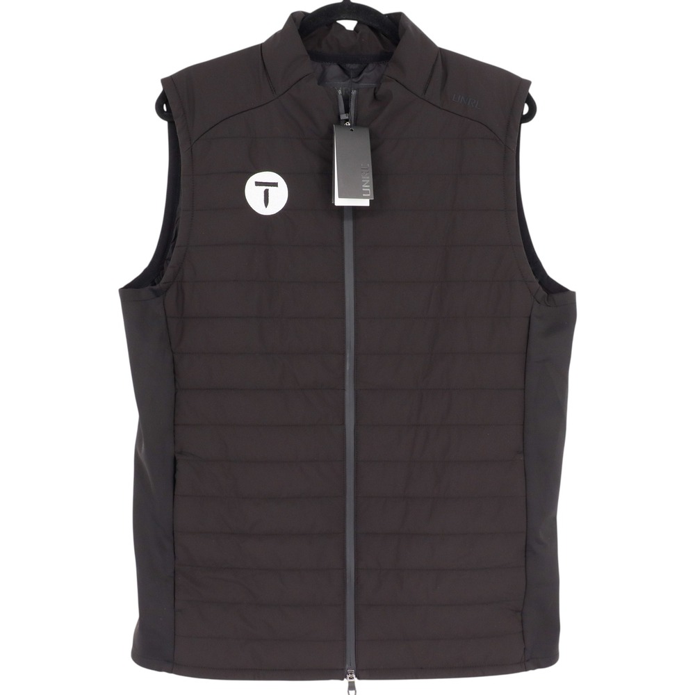 UNRL Vancouver Quilted Vest Company Logo Mens Size Medium Black Full Zip NWT